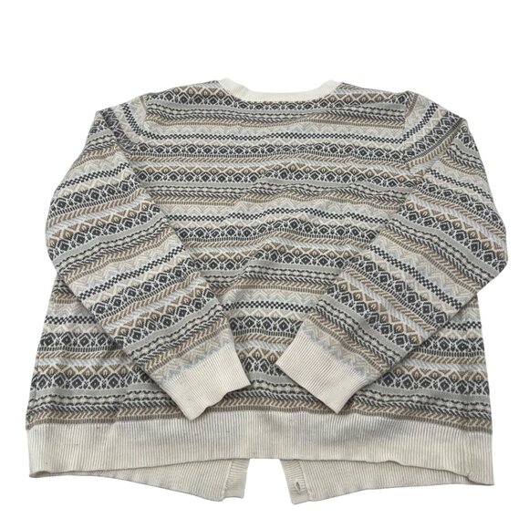 Croft & Barrow XL Fair Isle Pattern Acrylic Cardigan Sweater Beige & Gray - Picture 5 of 5